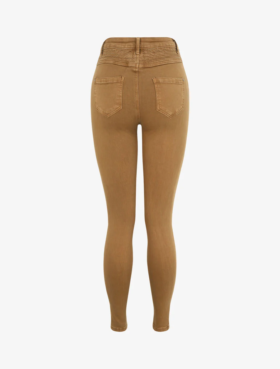 Jean biker skinny à taille haute - Camel - Image 2