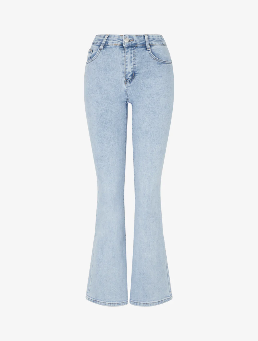 Jean bleached push-up coupe flare - Bleu clair