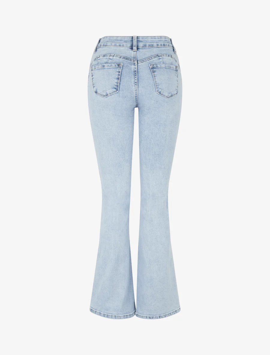 Jean bleached push-up coupe flare - Bleu clair - Image 2