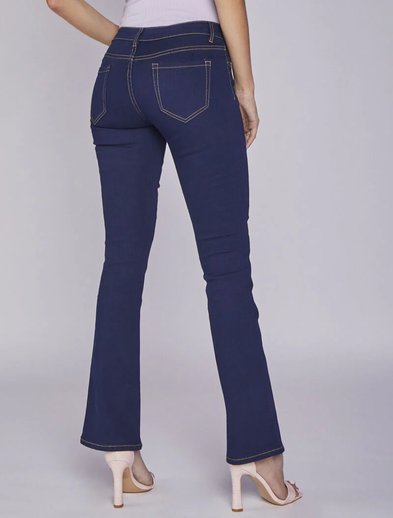 Jean bootcut à surpiqûres apparentes - Bleu - Image 2