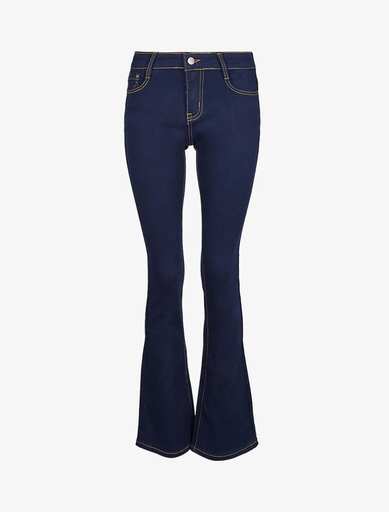 Jean bootcut à surpiqûres apparentes - Bleu - Image 3
