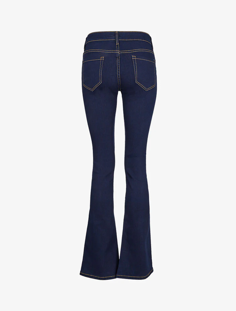 Jean bootcut à surpiqûres apparentes - Bleu - Image 4