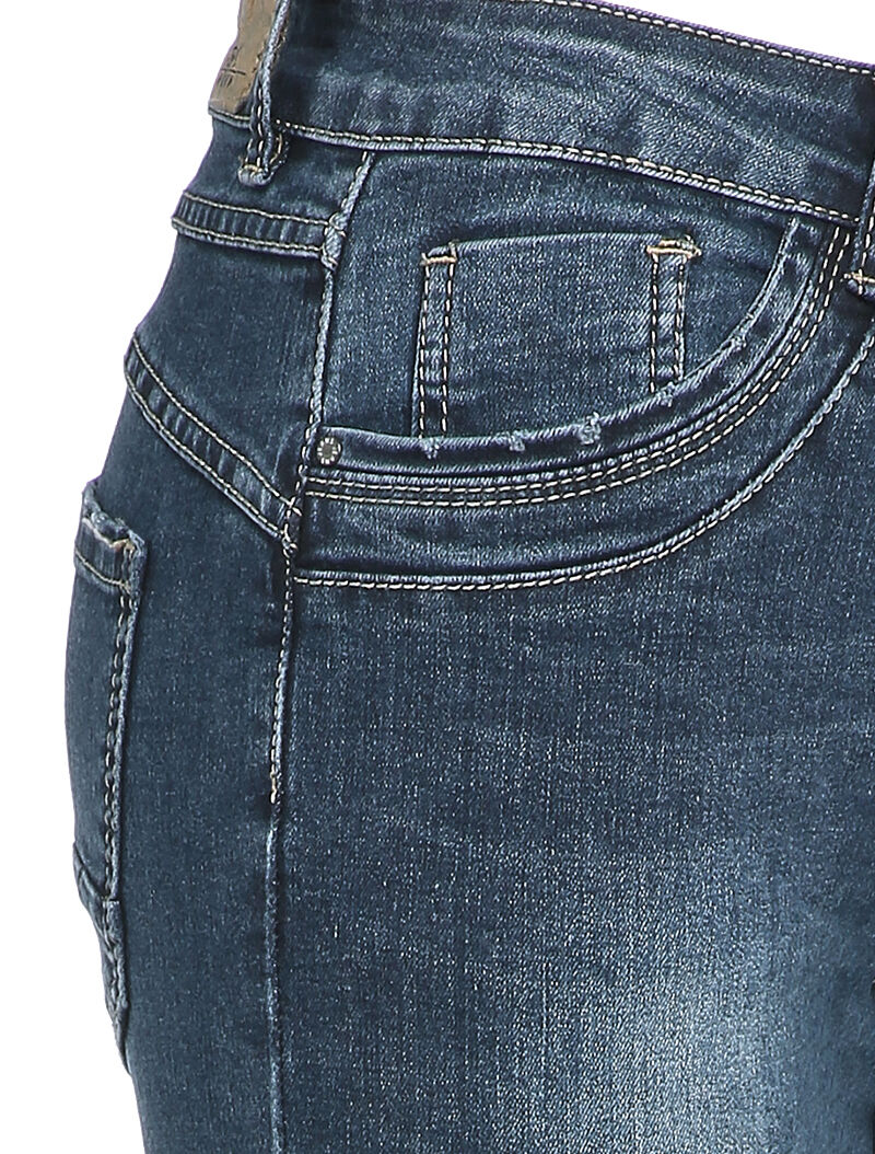 Jean boutonné à coutures stylisées - Denim foncé - Image 3