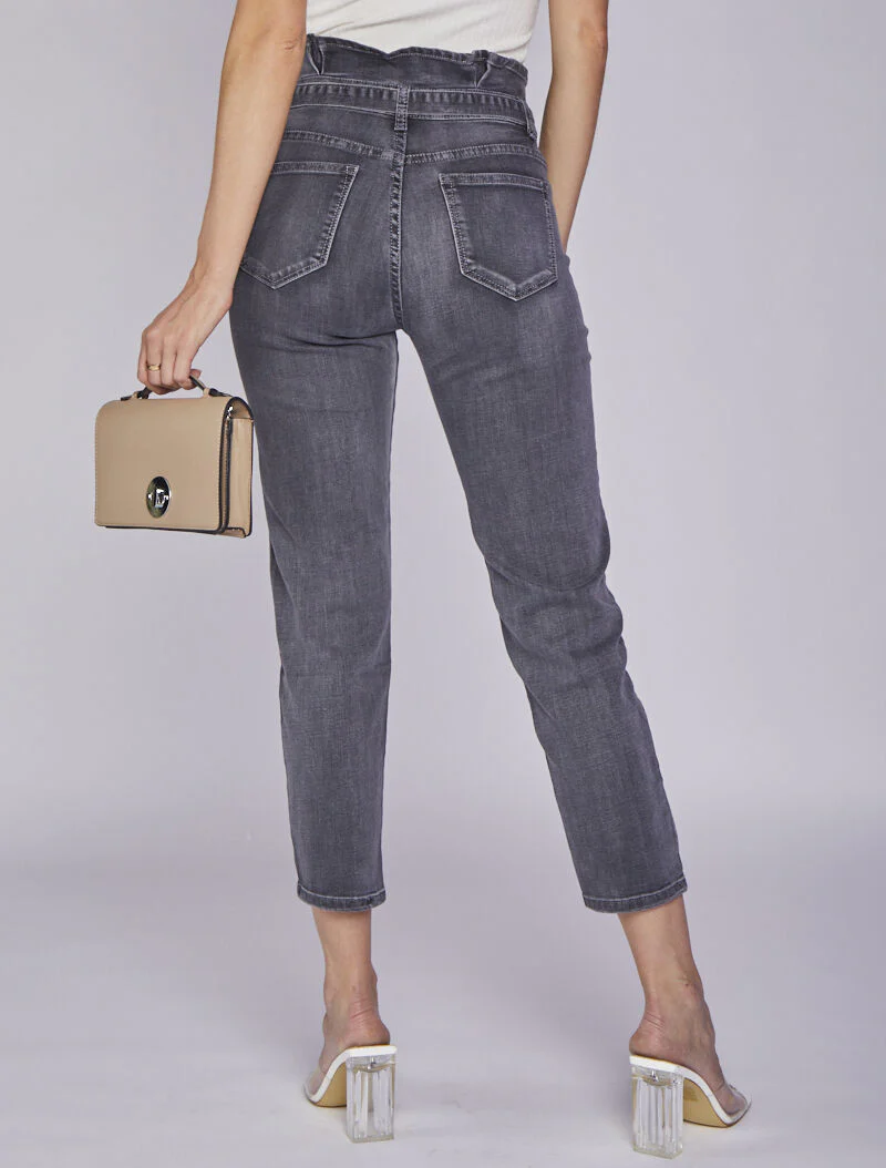 Jean boyfriend 7/8 à taille haute - Anthracite - Image 2