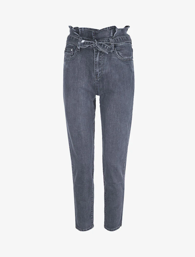 Jean boyfriend 7/8 à taille haute - Anthracite - Image 3