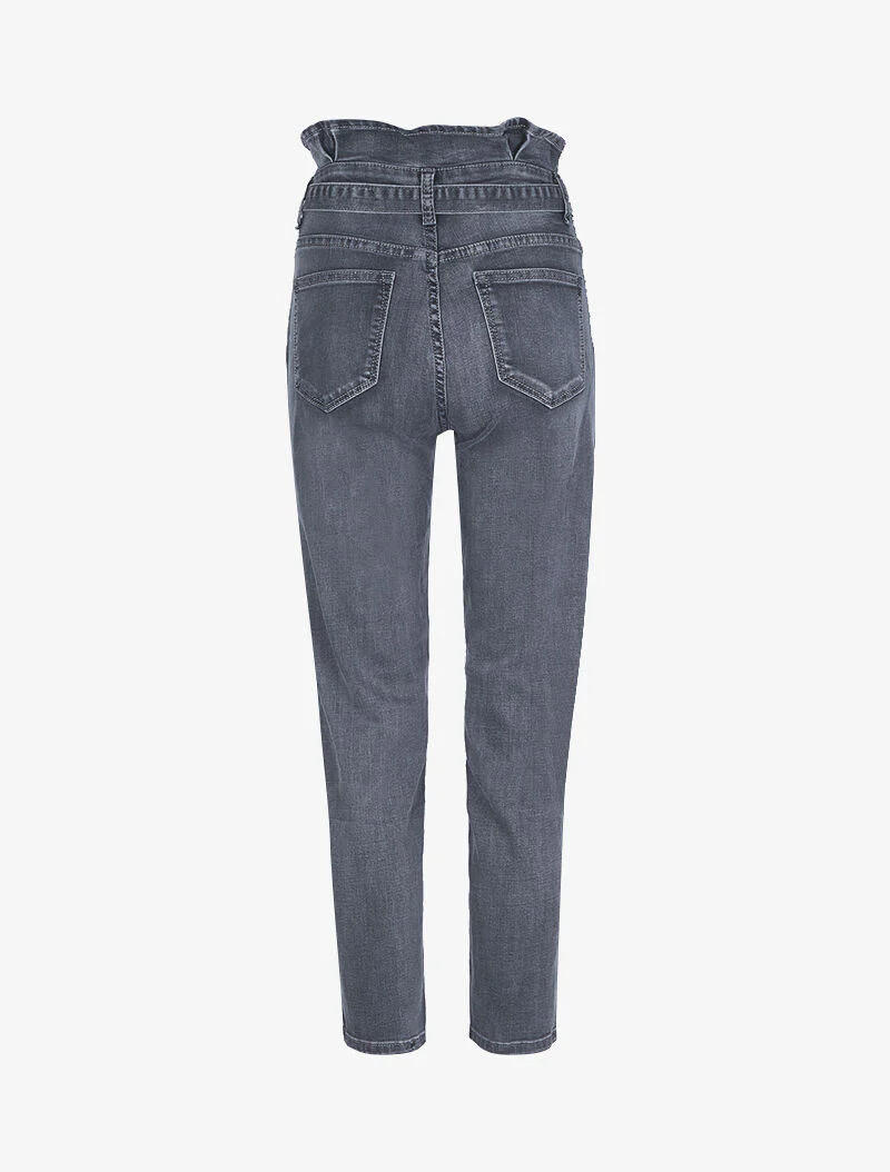 Jean boyfriend 7/8 à taille haute - Anthracite - Image 4