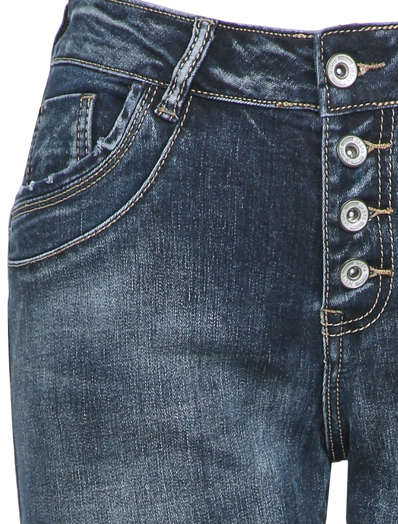 Jean boyfriend à jambes griffées - Denim foncé - Image 3