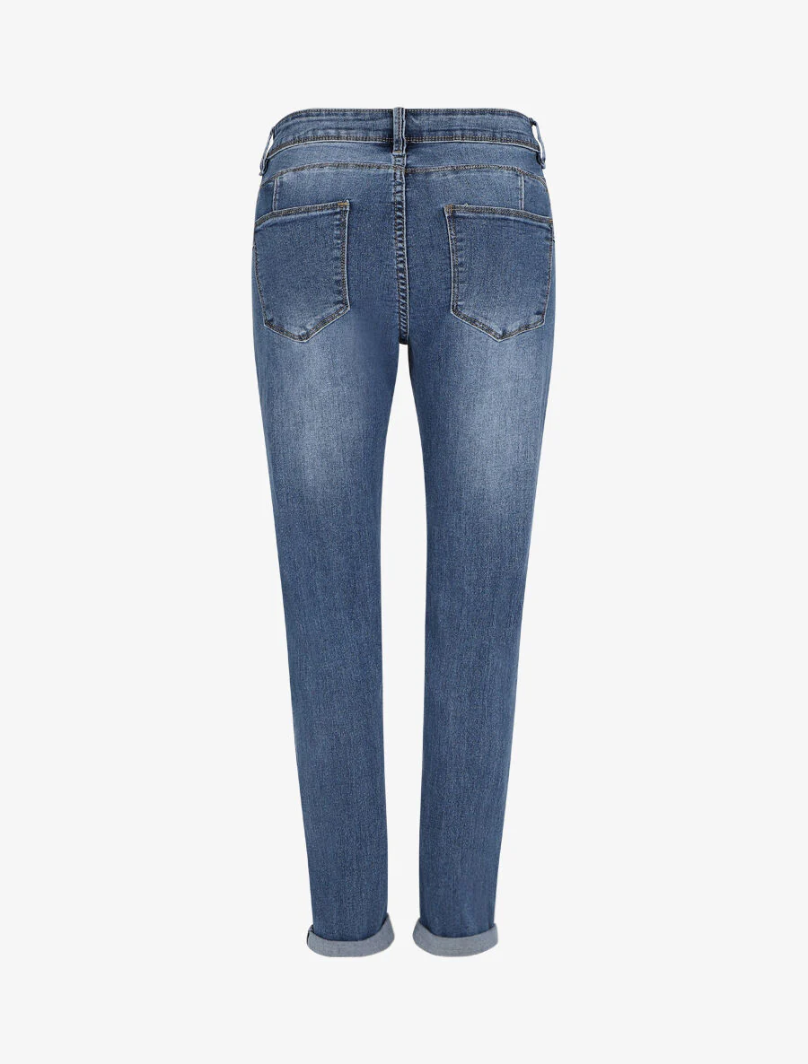 Jean boyfriend à revers - Bleu denim - Image 2