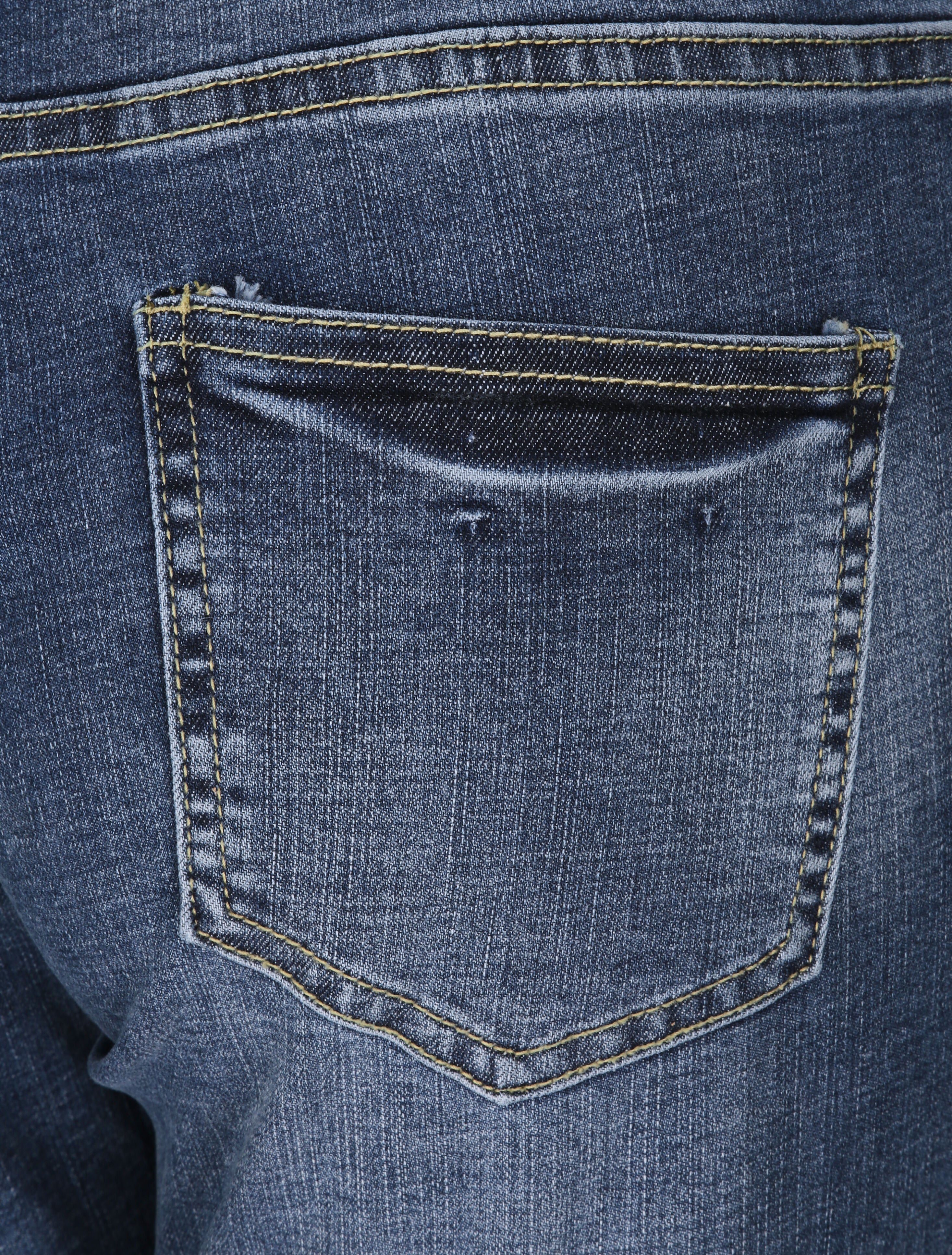 Jean boyfriend à taille haute et délavé - Bleu denim - Image 3