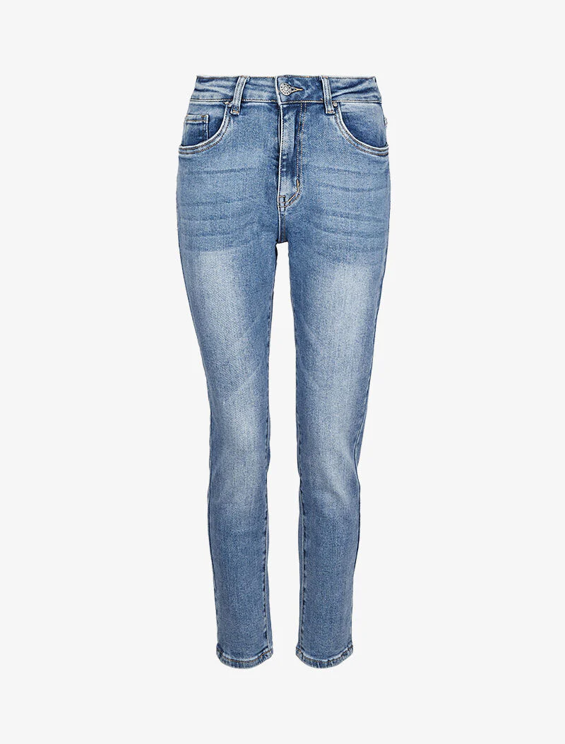 Jean boyfriend délavé - Denim clair - Image 3