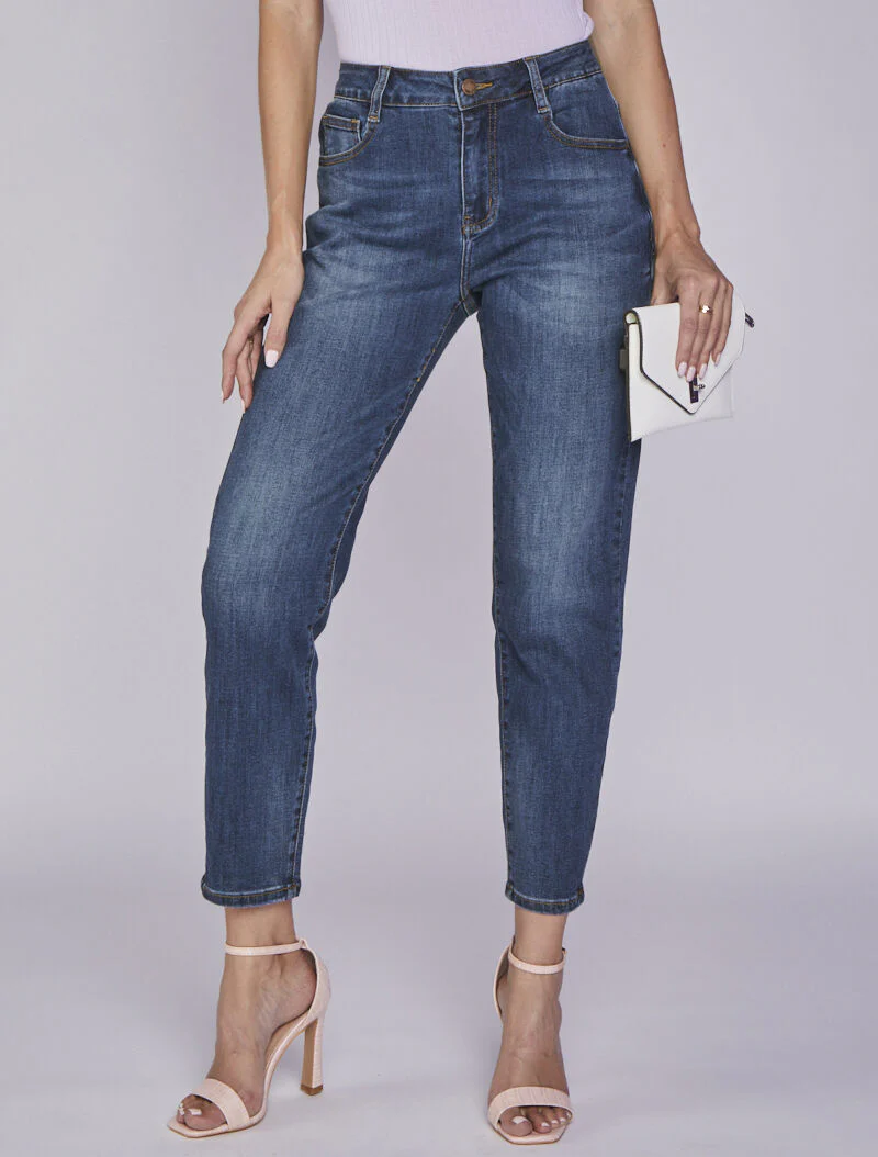 Jean boyfriend délavé - Bleu denim