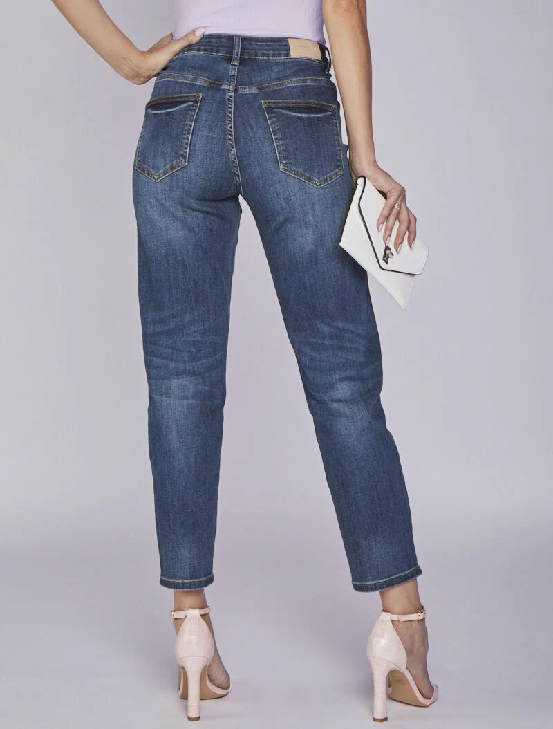 Jean boyfriend délavé - Bleu denim - Image 2