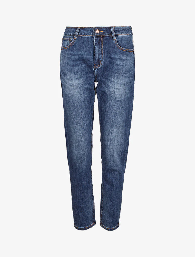 Jean boyfriend délavé - Bleu denim - Image 3