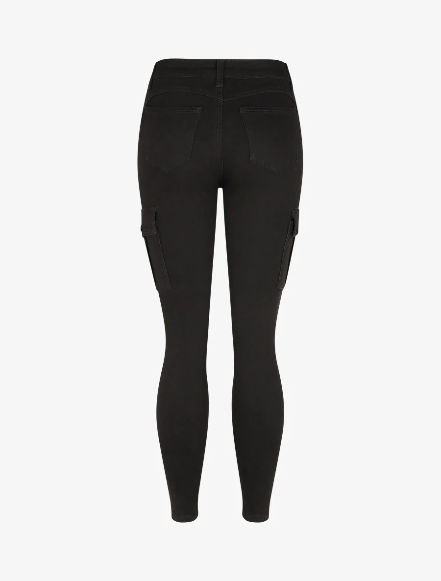 Jean cargo coupe skinny taille haute - Noir - Image 2