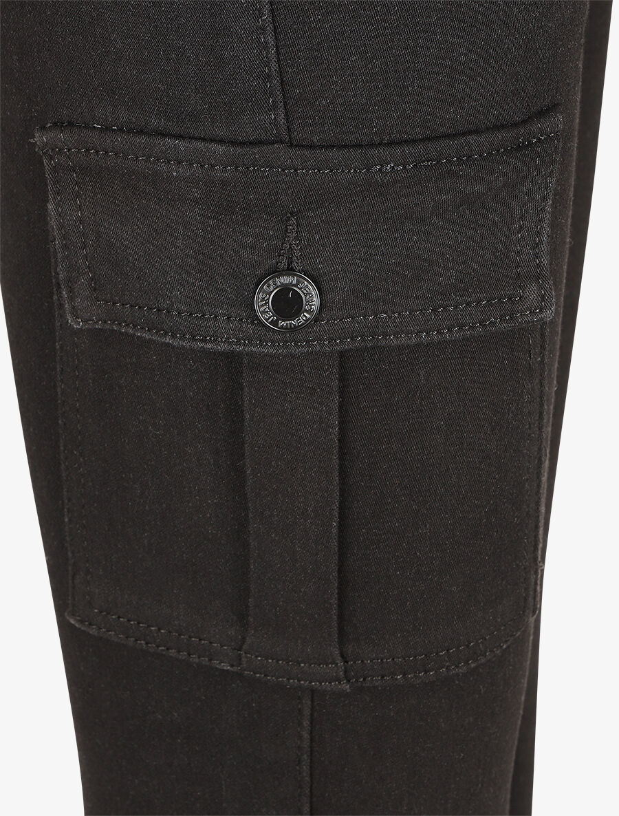 Jean cargo coupe skinny taille haute - Noir - Image 3