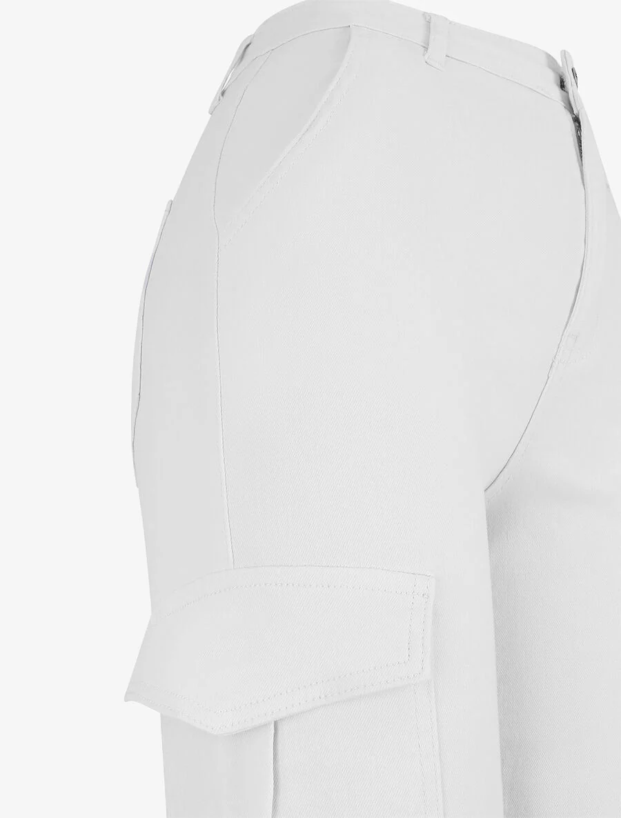 Jean cargo droit taille haute - Blanc - Image 3