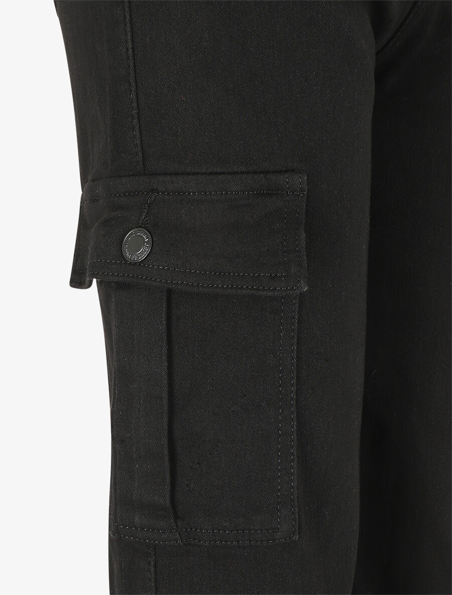Jean cargo droit taille haute - Noir - Image 3