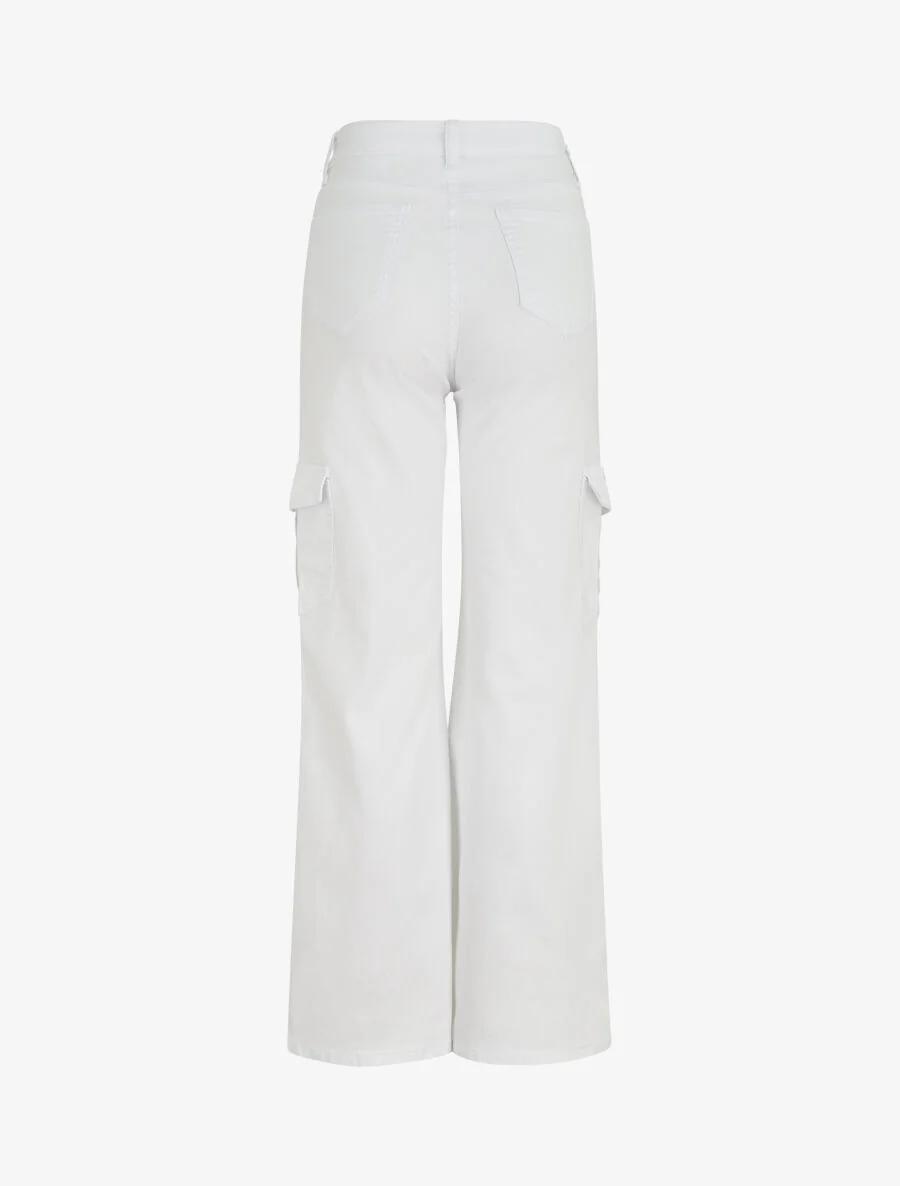 Jean cargo droite taille haute - Blanc - Image 2