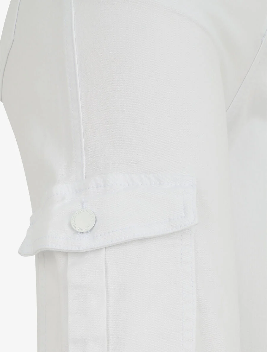 Jean cargo droite taille haute - Blanc - Image 3