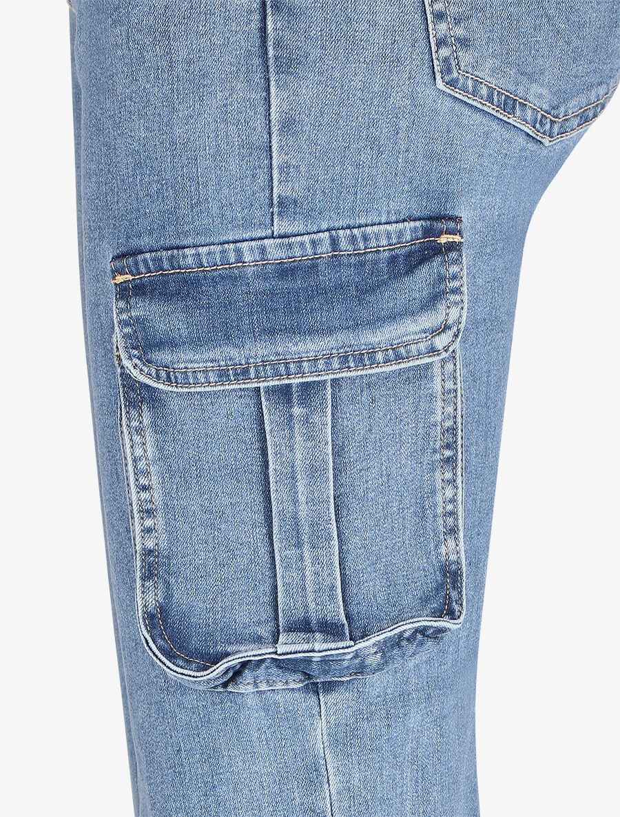 Jean cargo taille standard coupe droite - Bleu - Image 3