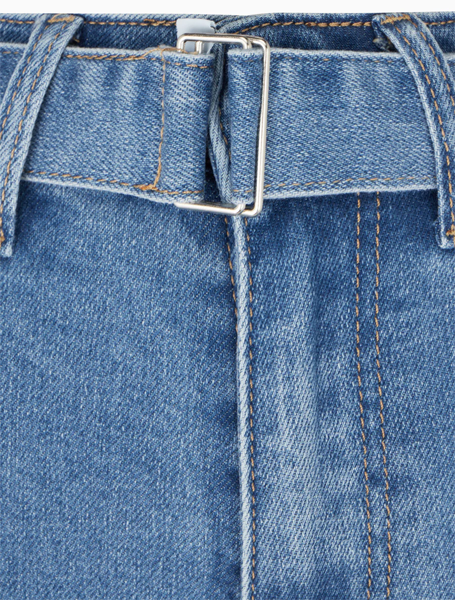 Jean ceinturé coupe droite - Bleu - Image 3