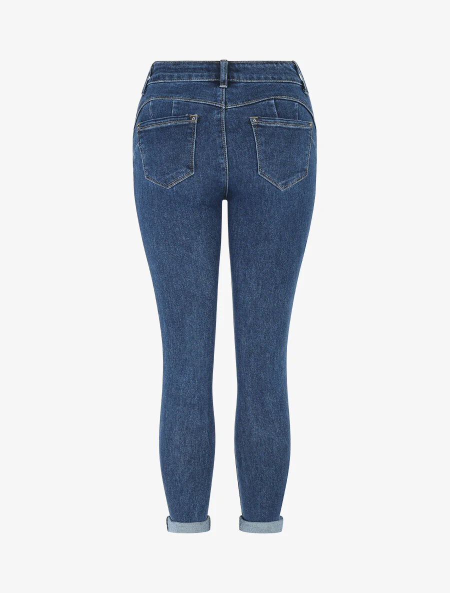 Jean classique push up 7/8 coupe slim - Bleu - Image 2
