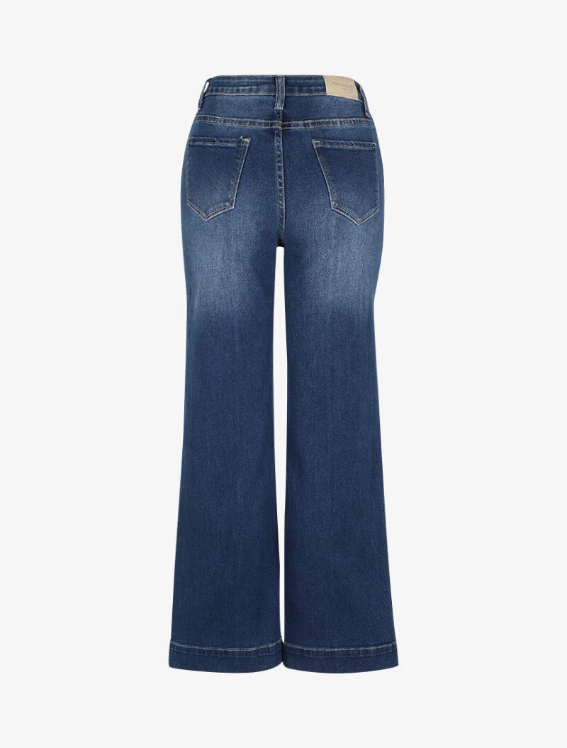 Jean coupe droite délavé - Bleu denim - Image 2