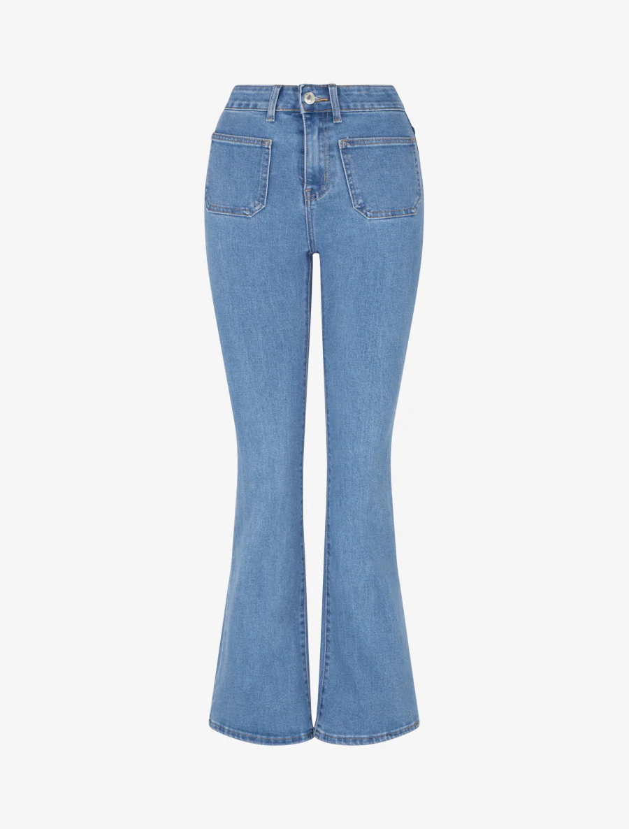 Jean coupe flare à poches plaquées - Bleu clair