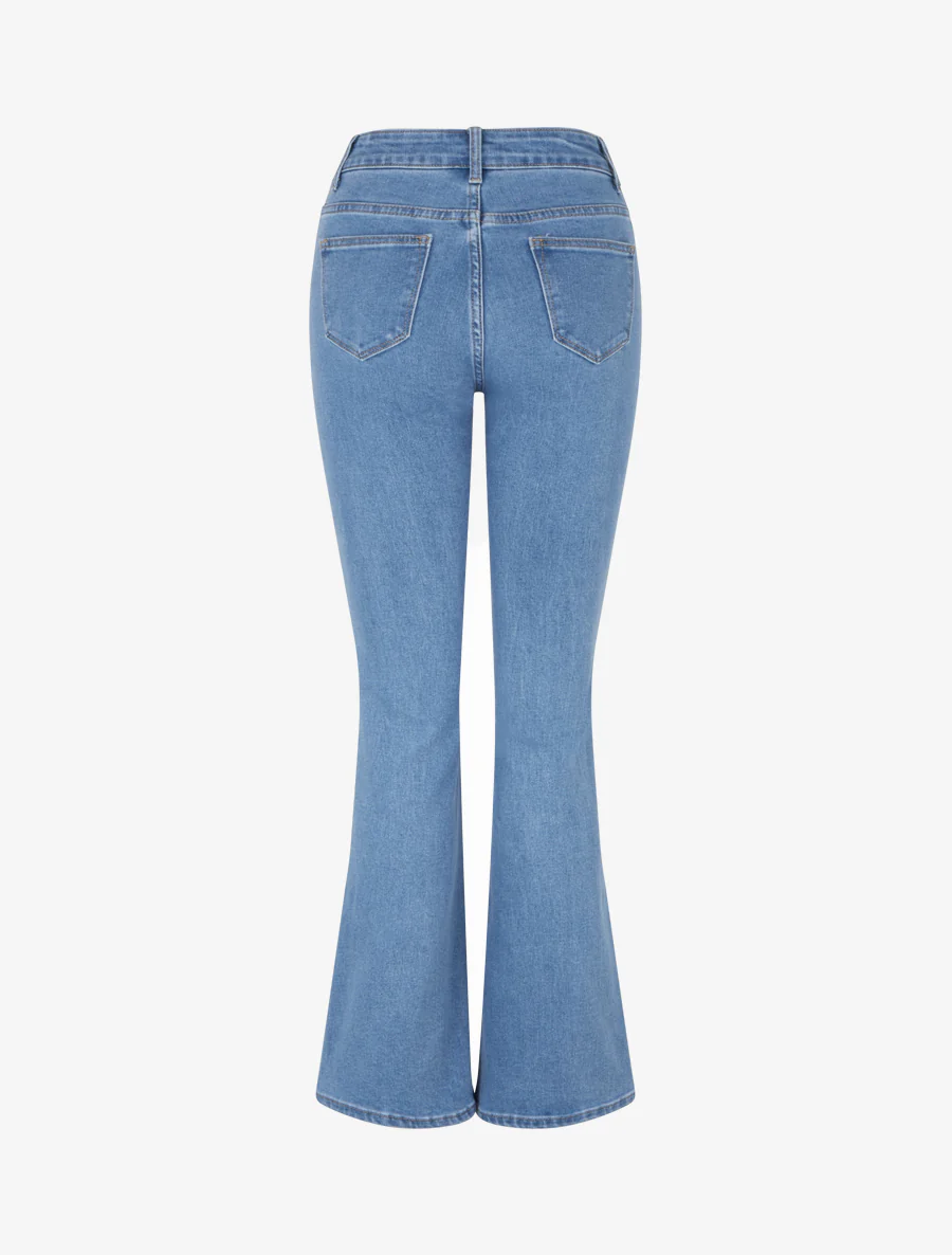 Jean coupe flare à poches plaquées - Bleu clair - Image 2
