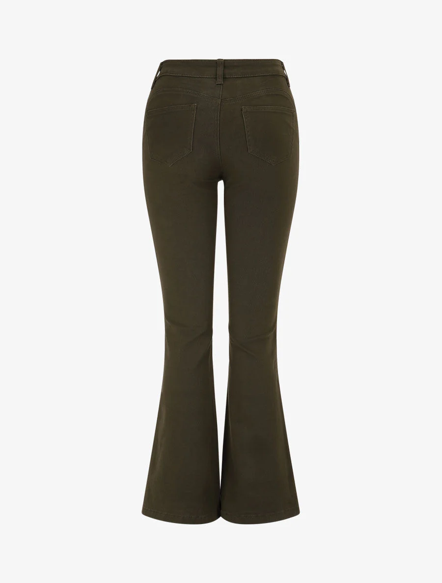 Jean coupe flare à taille haute - Kaki - Image 2