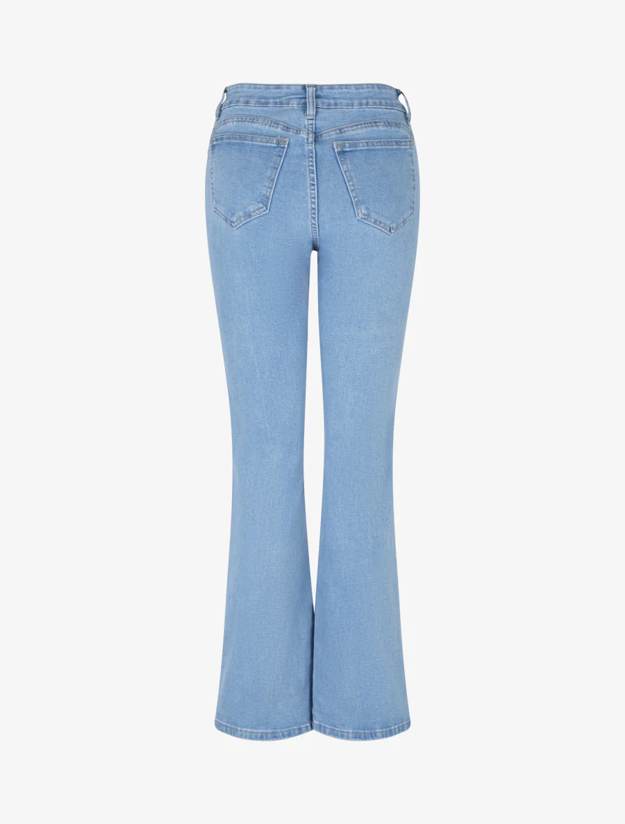Jean coupe flare taille haute - Bleu clair - Image 2