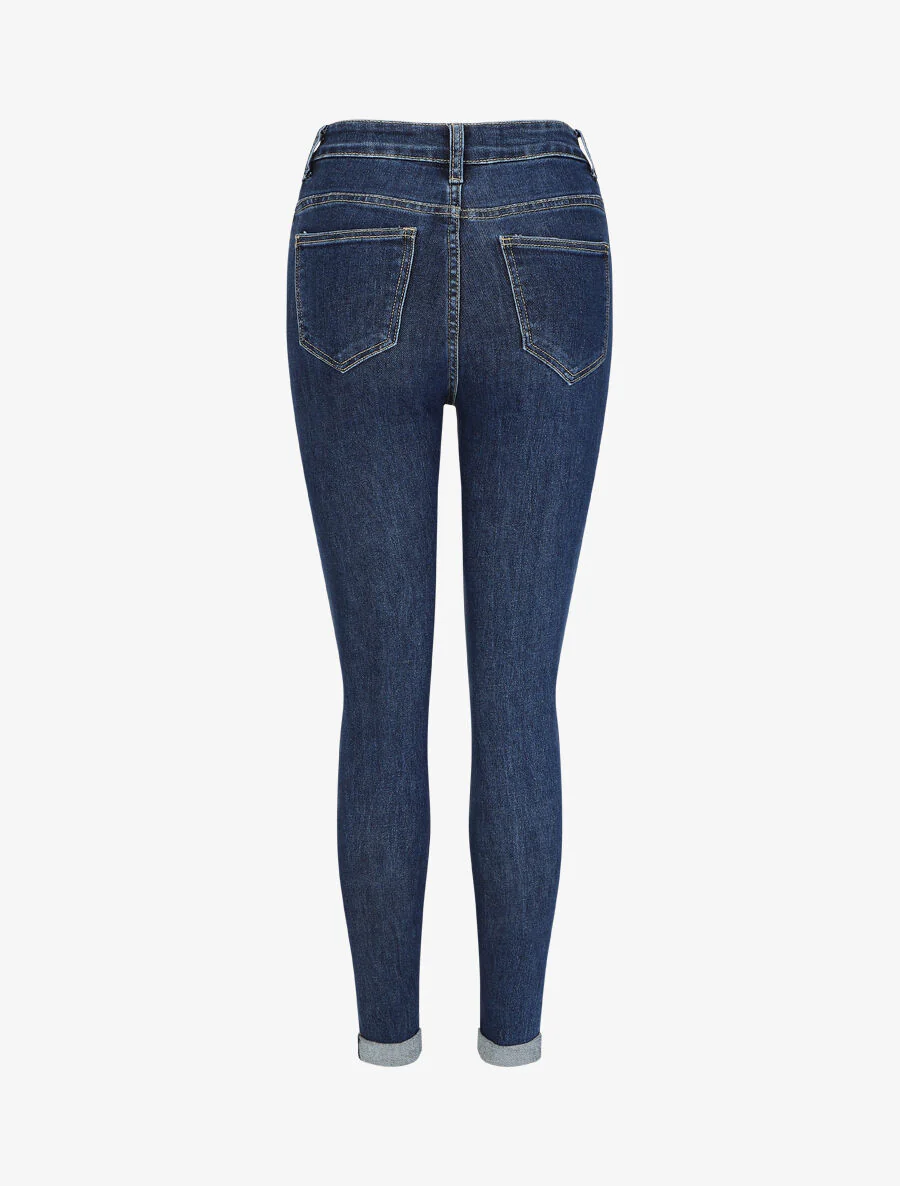 Jean coupe slim taille haute - Bleu brut - Image 2