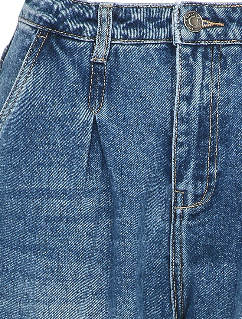 Jean dad à taille basse pincée - Bleu denim - Image 3