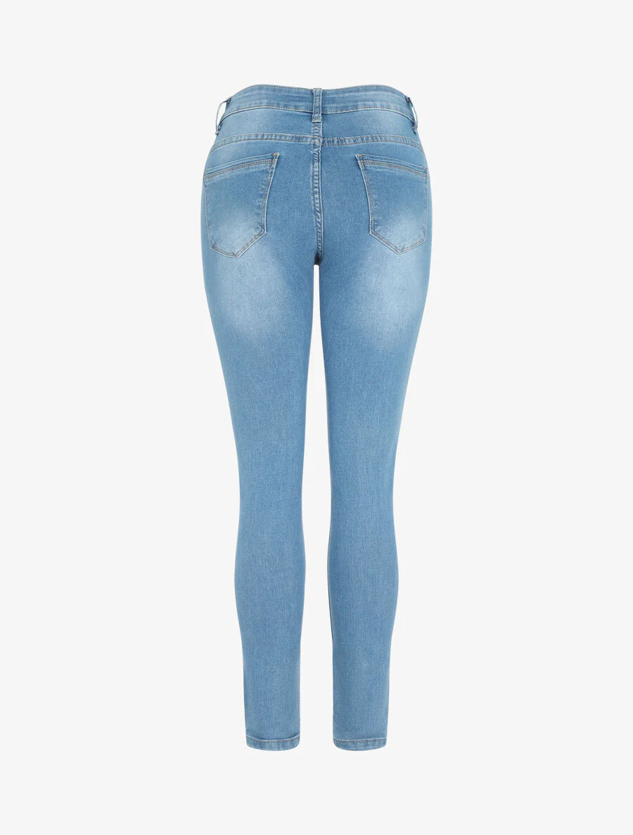 Jean déchiré coupe skinny - Bleu - Image 2