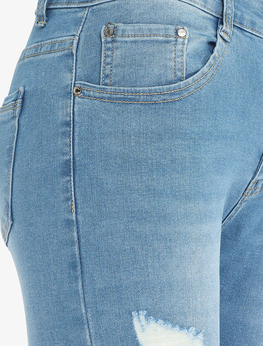Jean déchiré coupe skinny - Bleu - Image 3