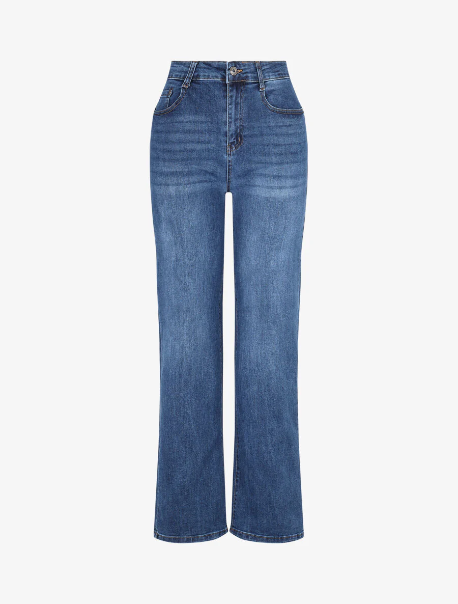 Jean délavé coupe droite - Bleu