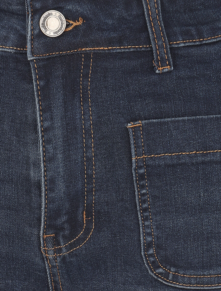 Jean délavé coupe droite - Bleu - Image 3