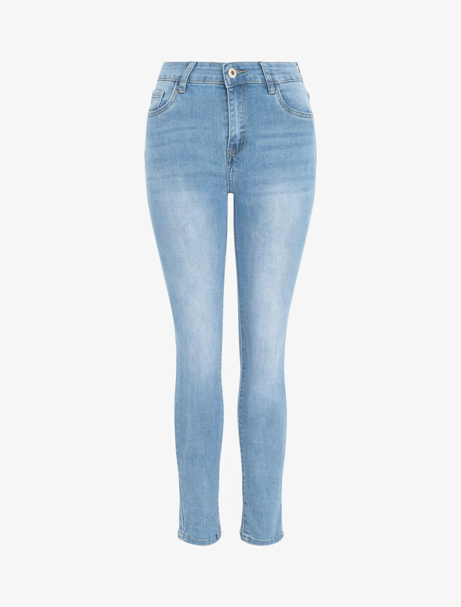 Jean délavé coupe skinny taille standard - Bleu clair