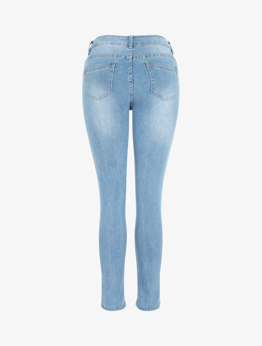 Jean délavé coupe skinny taille standard - Bleu clair - Image 2