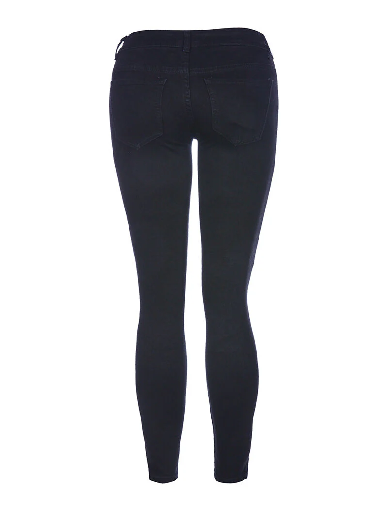 Jean détails genoux surpiqués - noir - Image 2