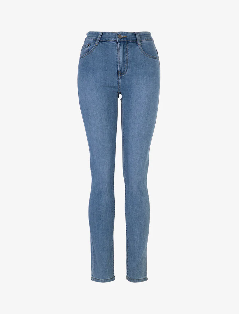 Jean droit à poches arrière stylisées - bleu denim