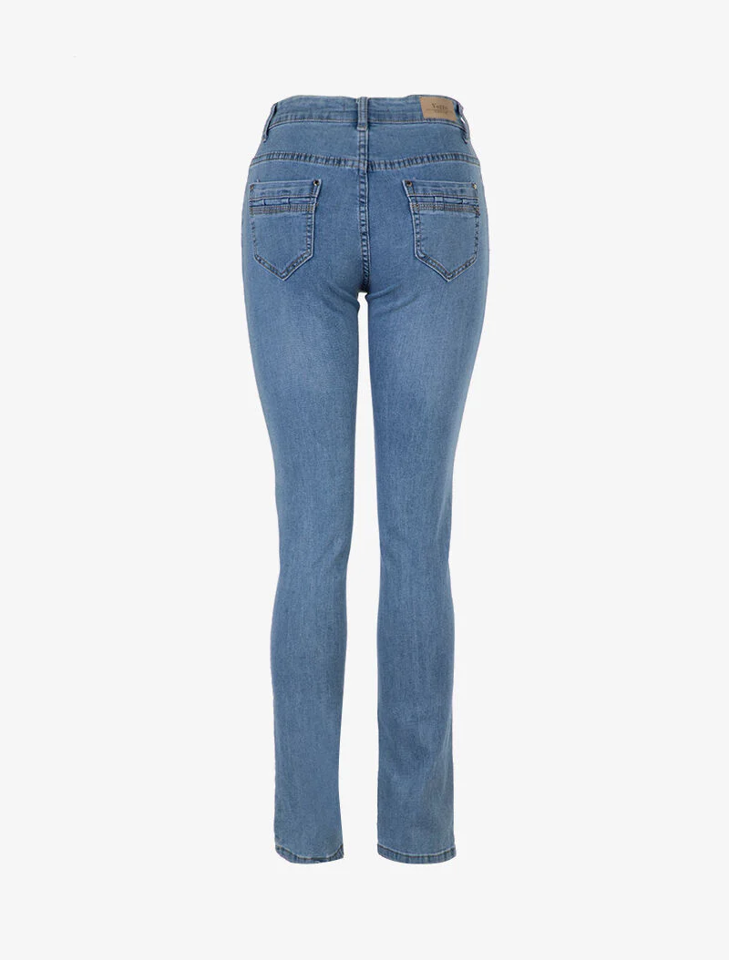 Jean droit à poches arrière stylisées - bleu denim - Image 2