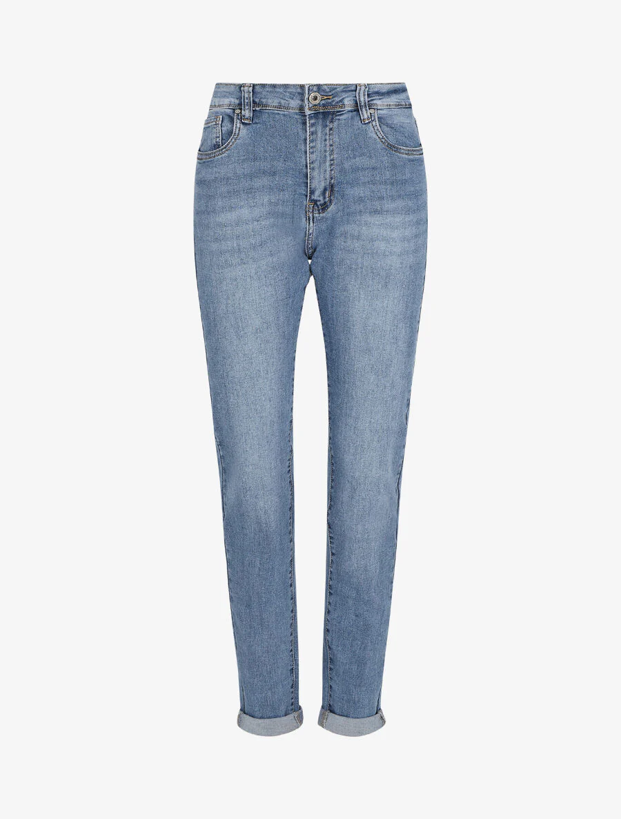 Jean droit à revers - Bleu denim