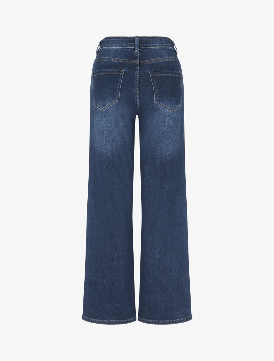 Jean droit à taille haute - Bleu - Image 2