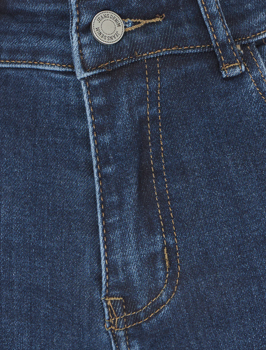 Jean droit à taille haute - Bleu - Image 3