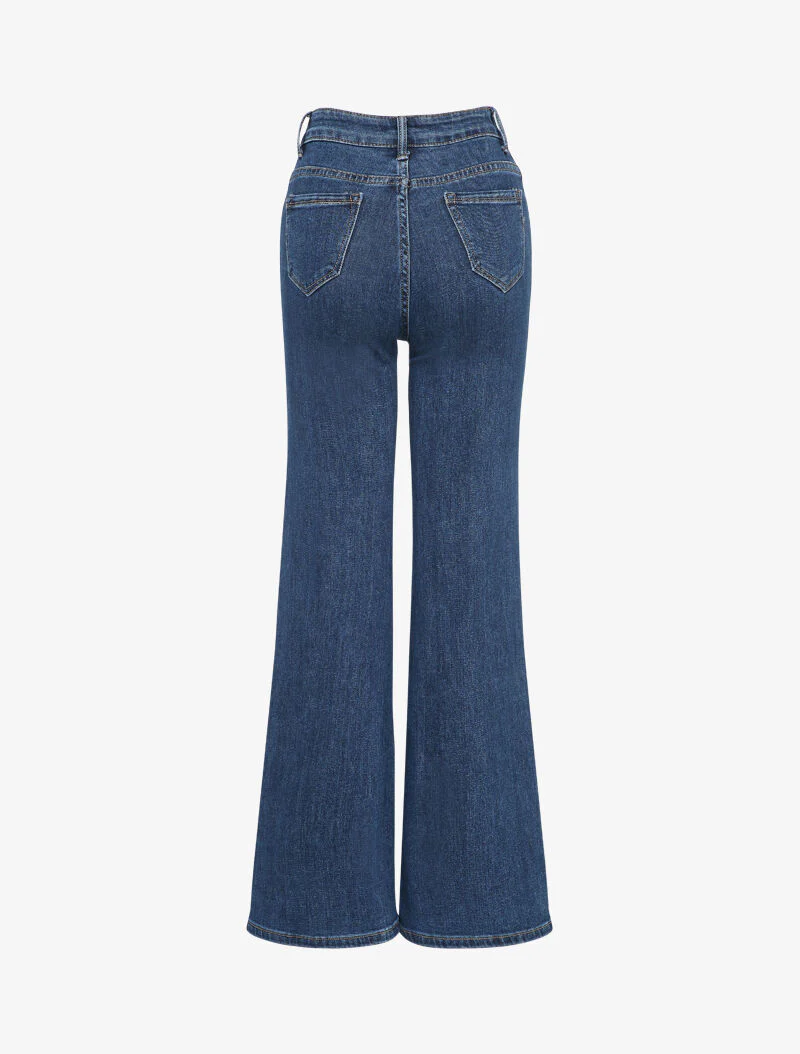 Jean droit à taille haute - Bleu denim - Image 2