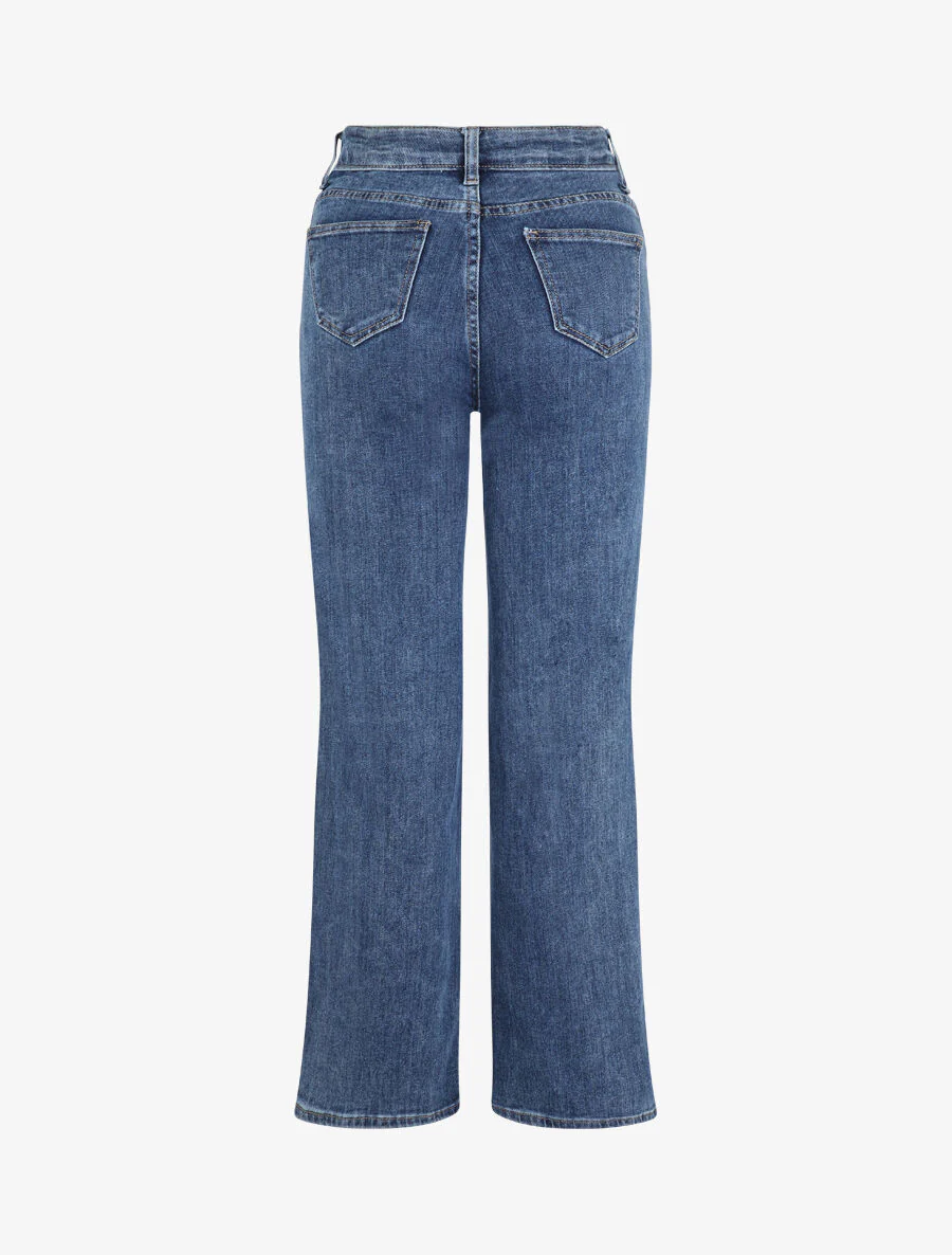 Jean droit à taille haute - Bleu - Image 2