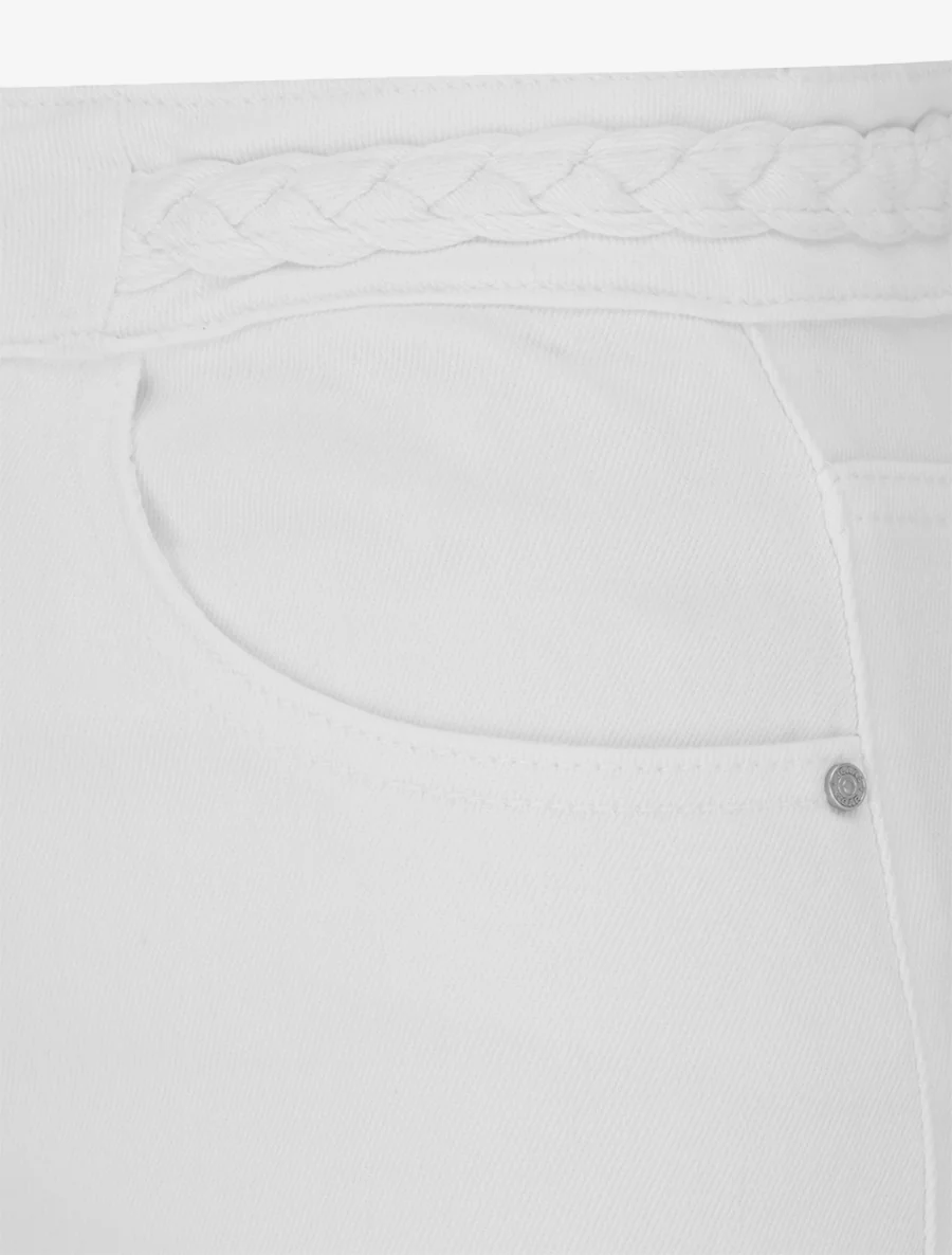 Jean droit à taille standard à tresse - Blanc - Image 3