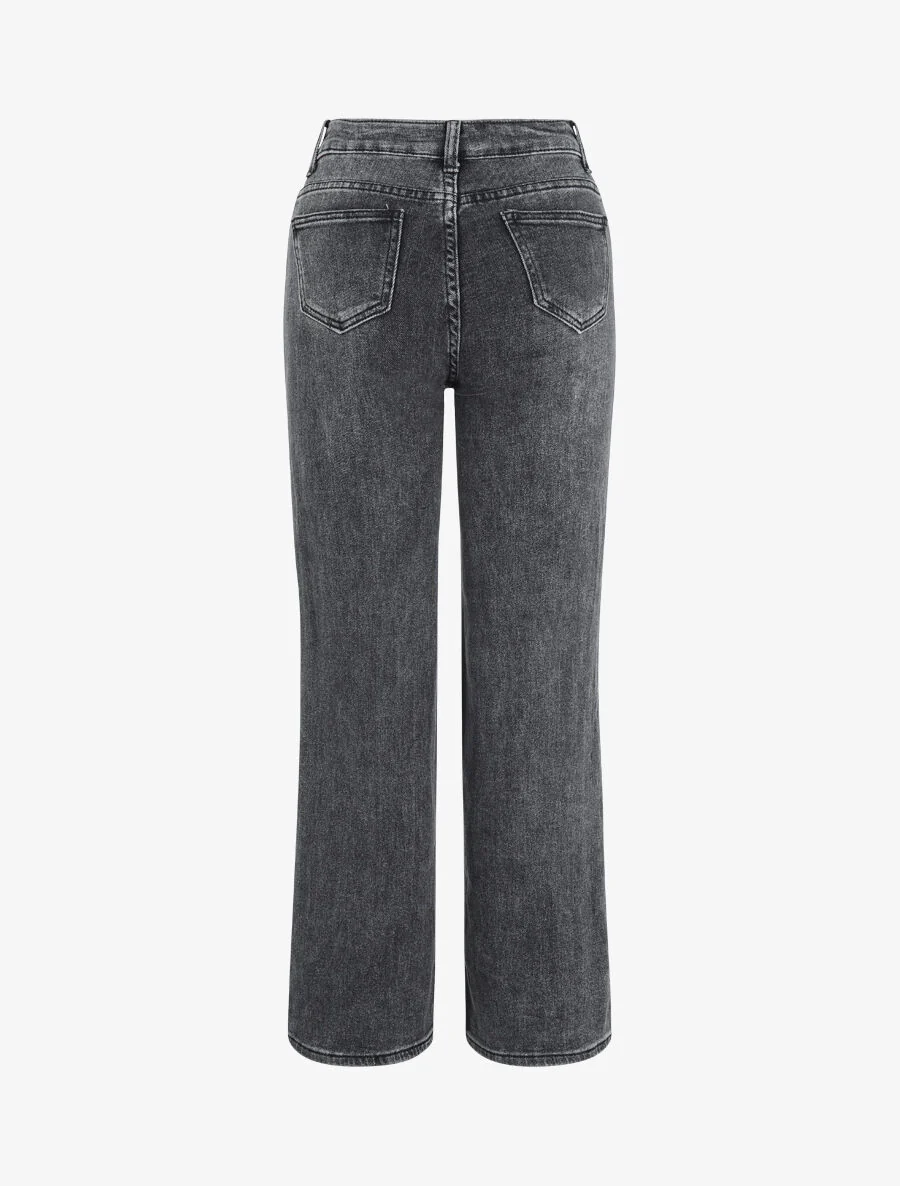 Jean droit à taille standard - Gris foncé - Image 2