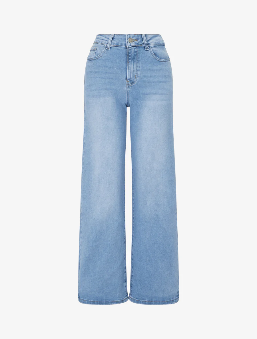 Jean droit push-up taille haute - Bleu clair